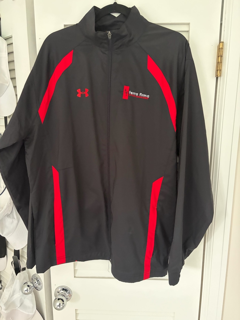 LG Black Windbreaker Jacket with Red Accents